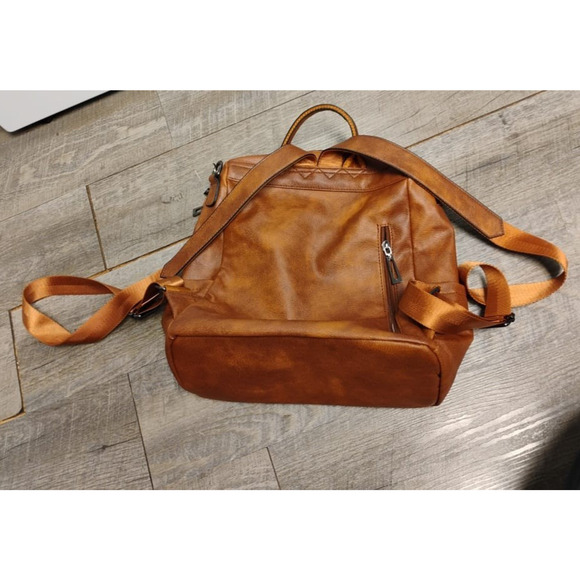 Travel Backpack Purse for Women Vegan Leather Ladies Fashion Brown Mixed main image 5